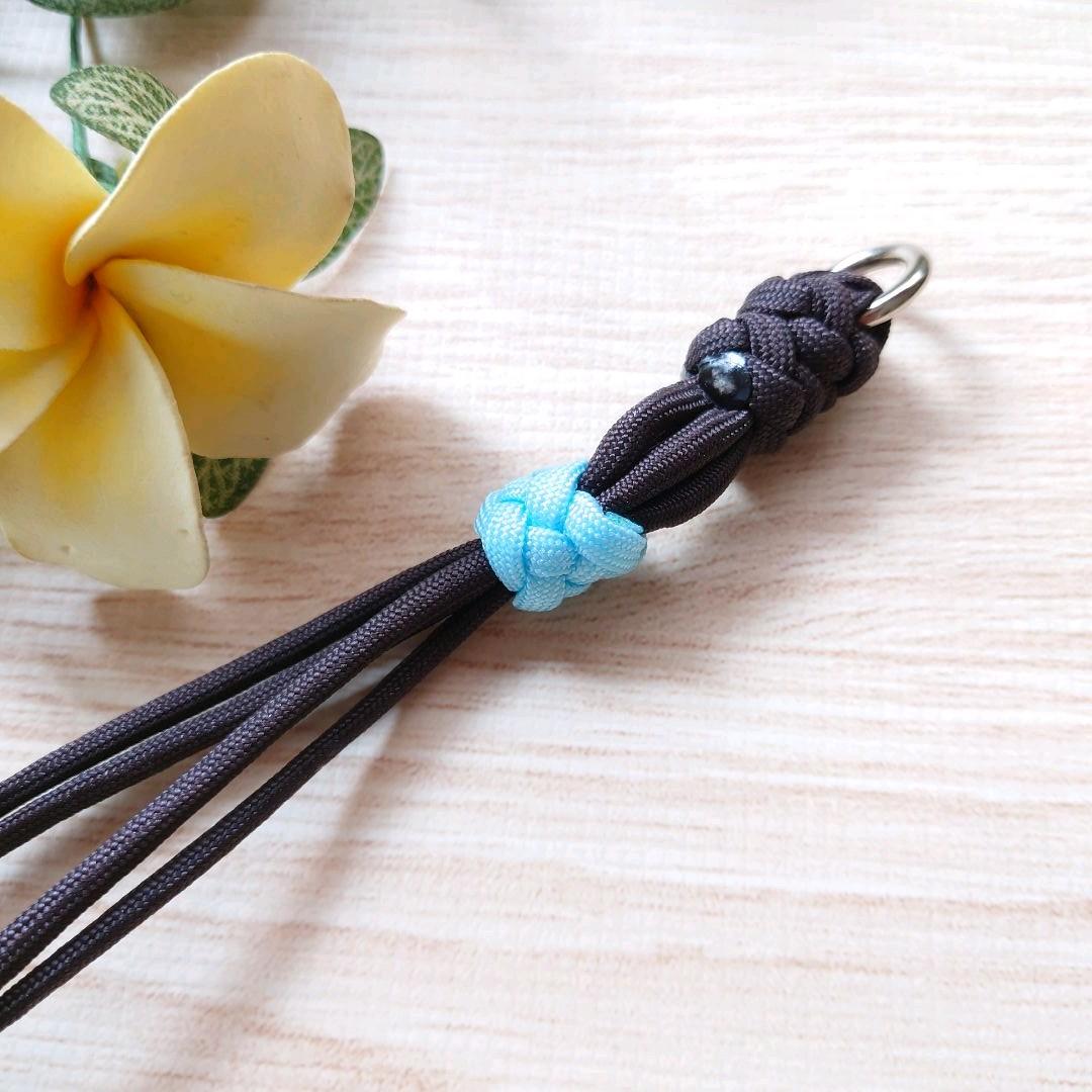 パラコード首輪　太めハーフチョーク　ターコイズコンチョ付　中型犬　№078