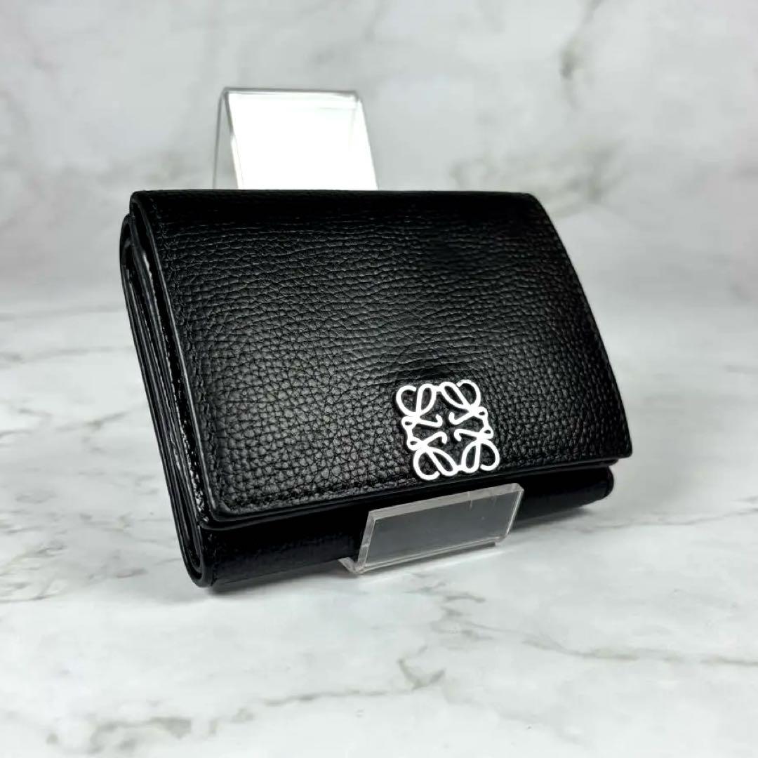 ロエベ　アナグラム　トライフォールドウォレット　Wホック　三つ折り　財布