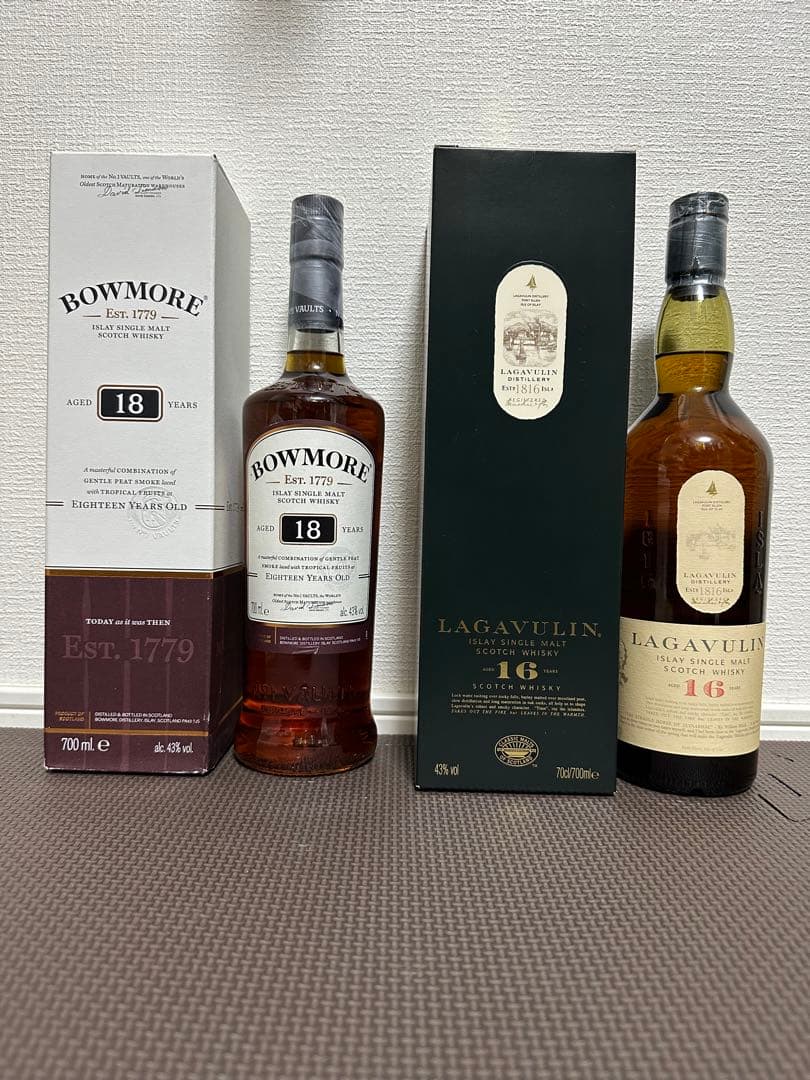 希少 ボウモア 18年 & ラガヴーリン 16年 スコットランド アイラモルト