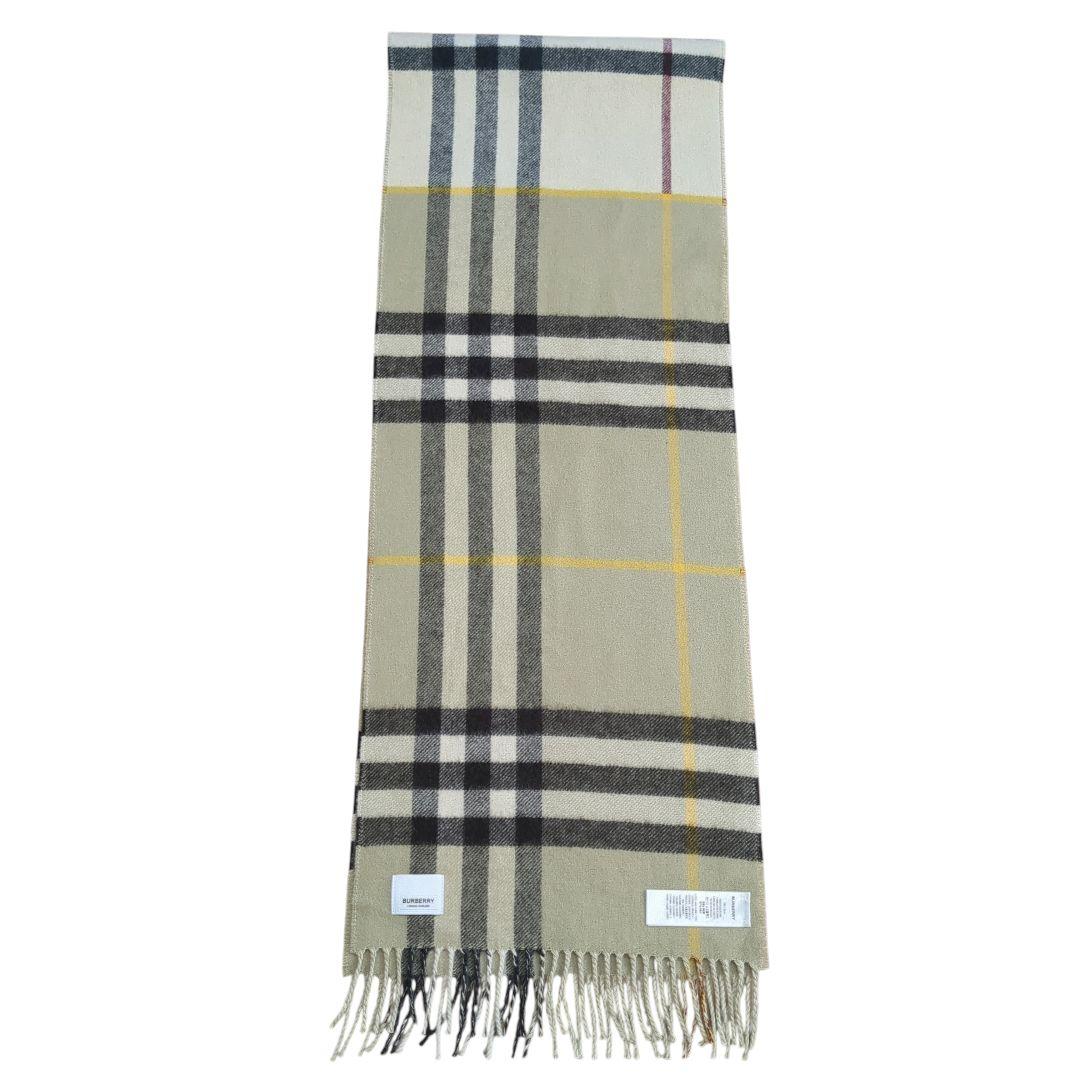 【美品】バーバリー マフラー カシミヤ100 ロゴ×ノヴァチェック 国内正規品