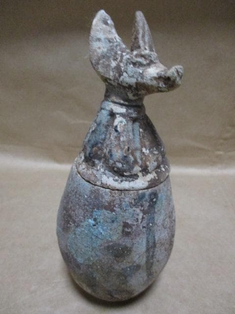 古代エジプト　ミイラ　カポノス壺　箱付き　超貴重　Q91-2