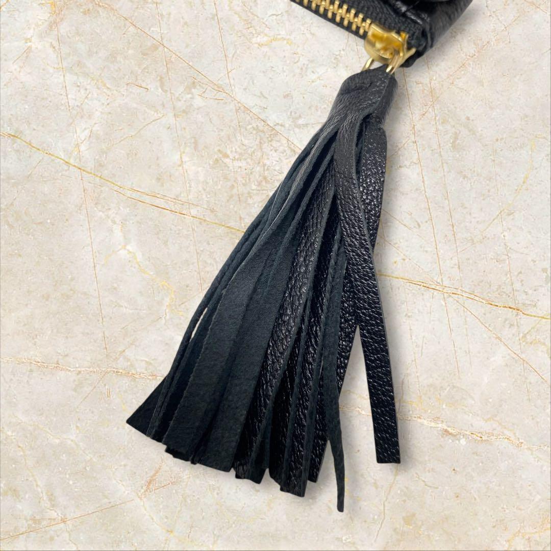 perche ペルケ がま口 二つ折り財布 ドット ブラック 黒 財布 ゴールド