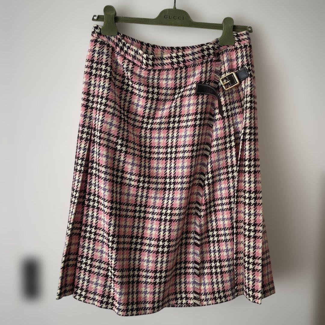 gucci ツイード プリーツラップスカート