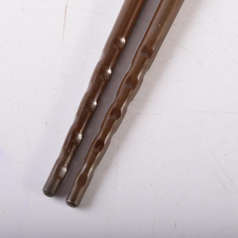 茶道具　金工師　木村清五郎造　菊頭四方透かし　飾火箸　共布共箱　V　7391