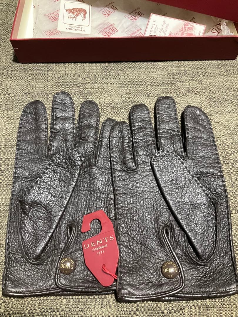 【未使用 タグ付き】DENTS グローブ ペッカリーレザー ブラウン 7 1/2