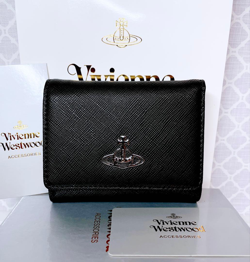 【最新◇ショッパー付】新品 ヴィヴィアン・ウエストウッド 3つ折り財布 黒