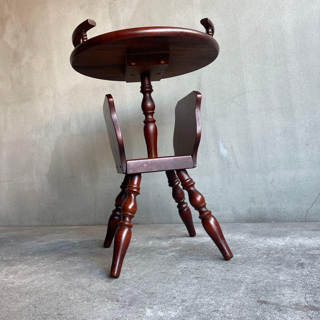 飛騨家具　キツツキ　サイドテーブル　コーヒーテーブル　丸テーブル　ラック付き