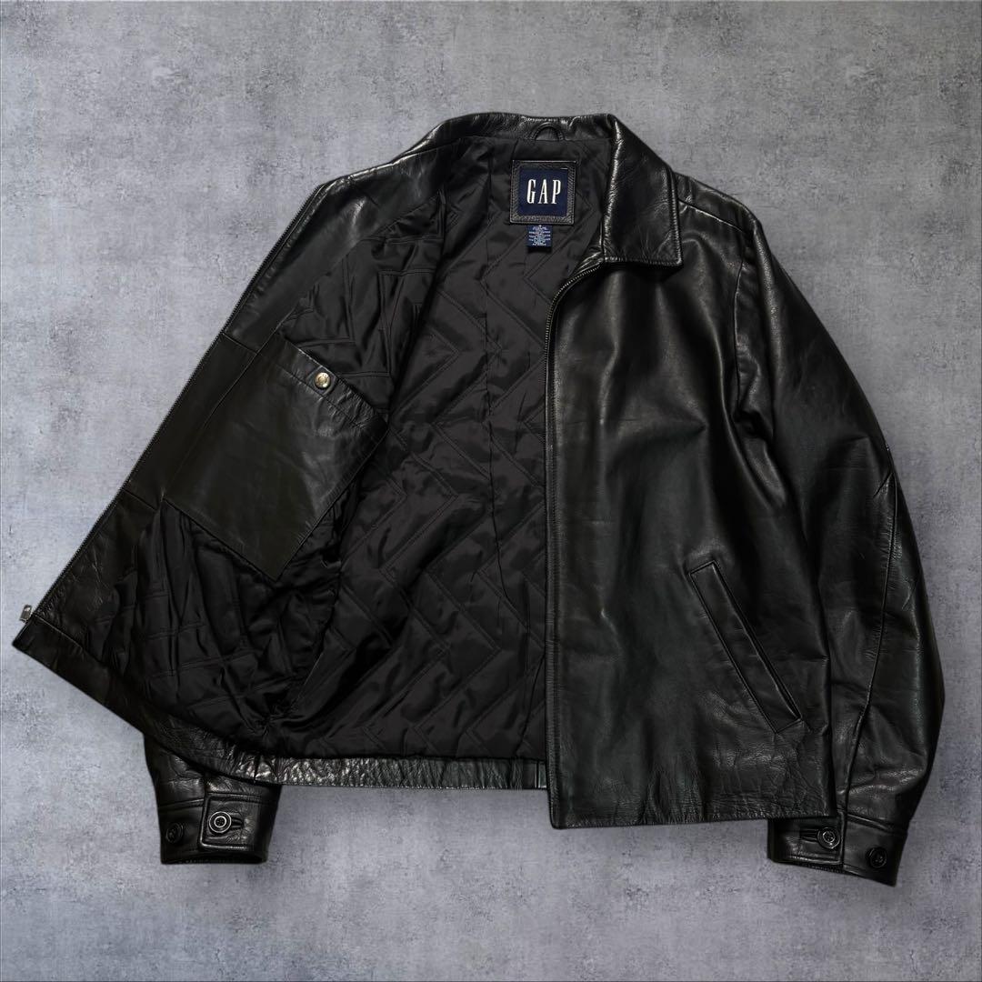 オールドギャップ レザージャケット S 紺タグ ブラック キルティングライナー