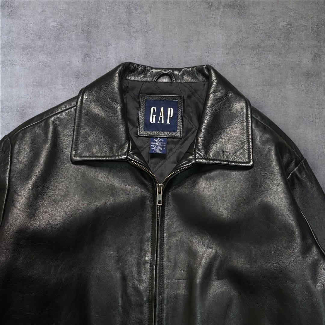 オールドギャップ レザージャケット S 紺タグ ブラック キルティングライナー