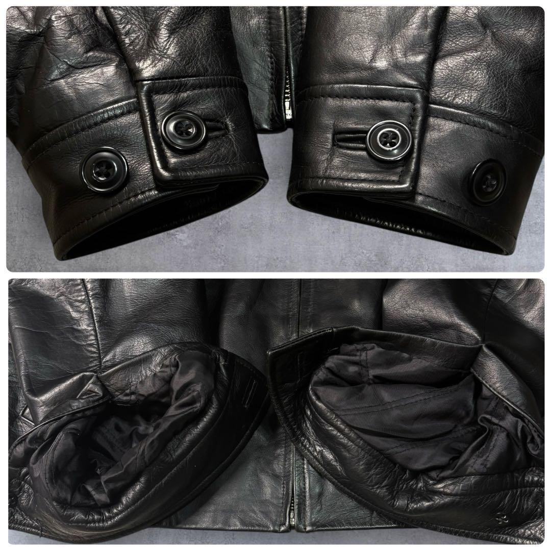 オールドギャップ レザージャケット S 紺タグ ブラック キルティングライナー