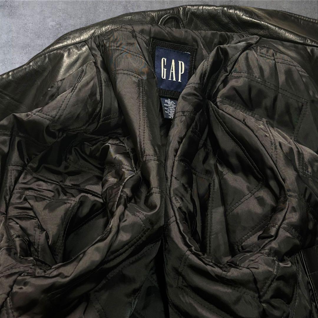 オールドギャップ レザージャケット S 紺タグ ブラック キルティングライナー
