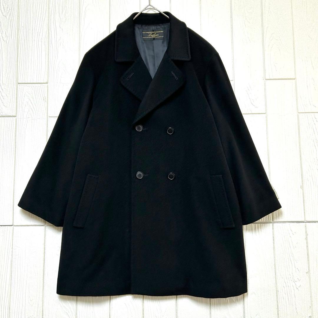 オーバーサイズ 美品 カシミヤ100%レリアン ダブルブレストコート ブラック