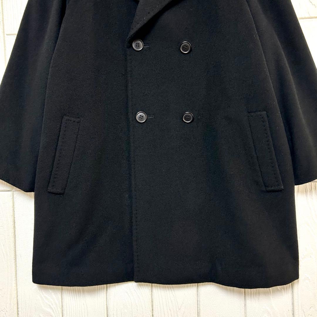 オーバーサイズ 美品 カシミヤ100%レリアン ダブルブレストコート ブラック