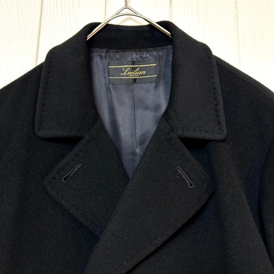 オーバーサイズ 美品 カシミヤ100%レリアン ダブルブレストコート ブラック