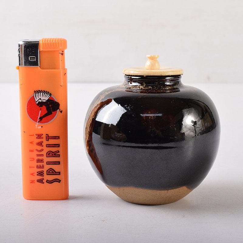 茶道具　京焼　桶谷定一作　文琳　茶入　共箱　V　8177