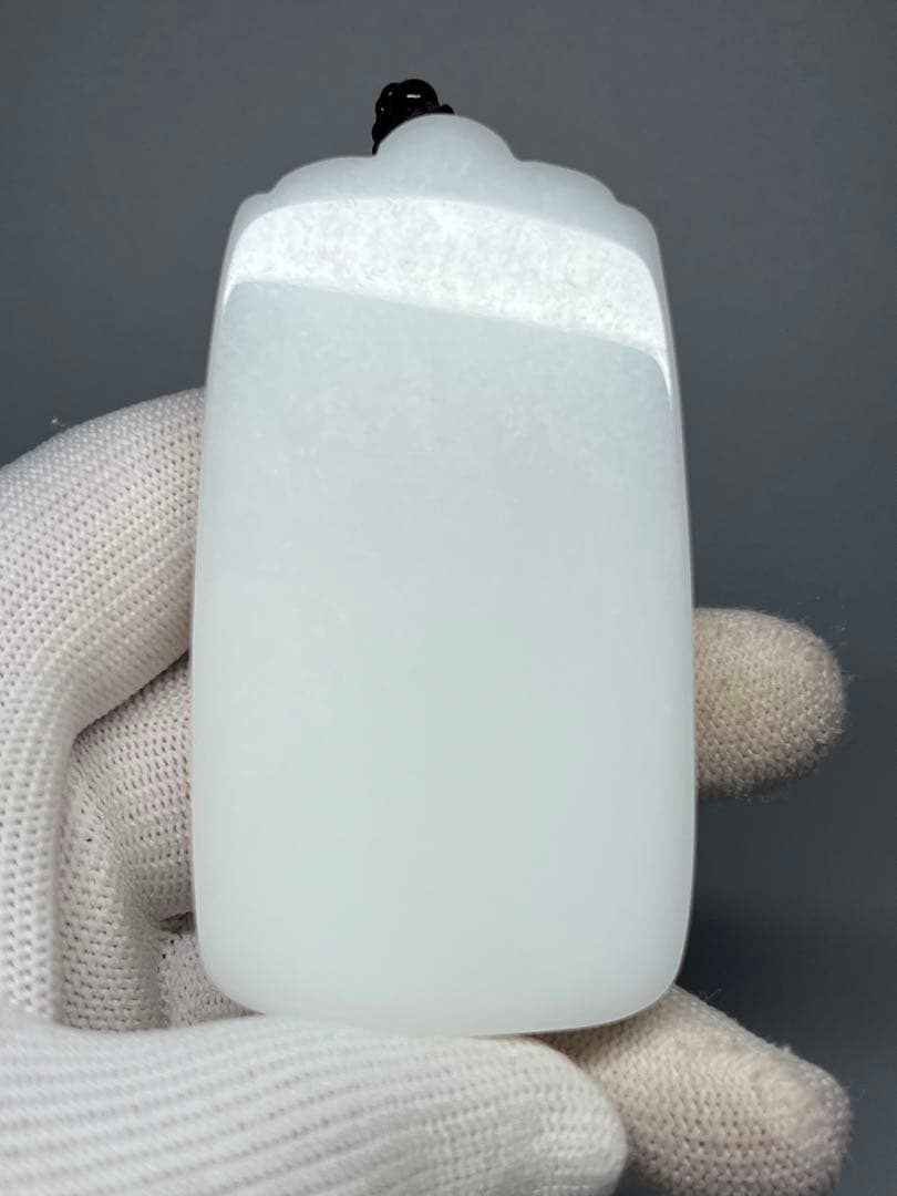 中国美術　本物和田白玉　ネックレス　無事プレート(無事牌)　お守り　天然石　素彫