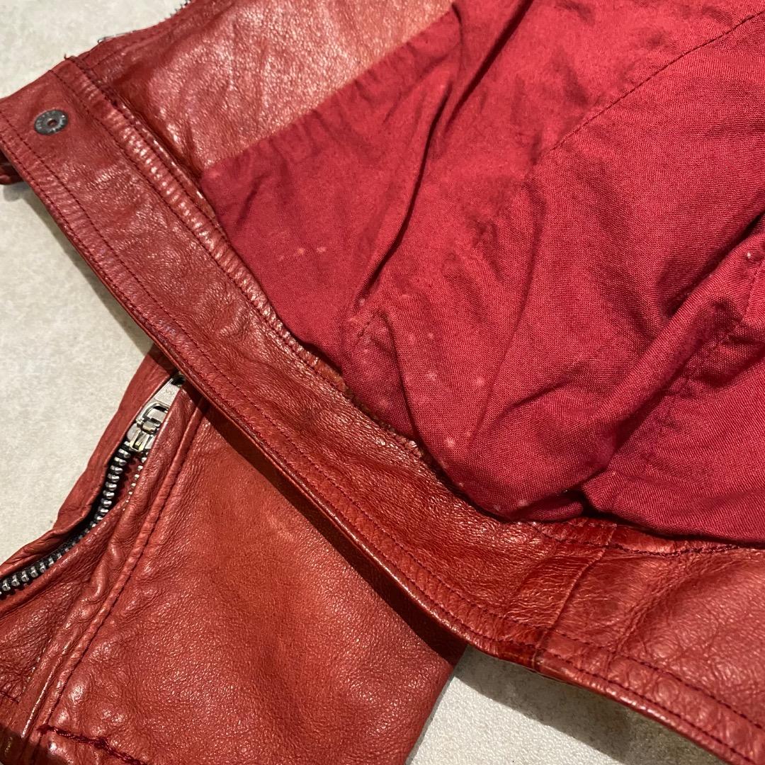 STIMULUS y2k ショート丈 豚革 シングルライダースジャケット 赤