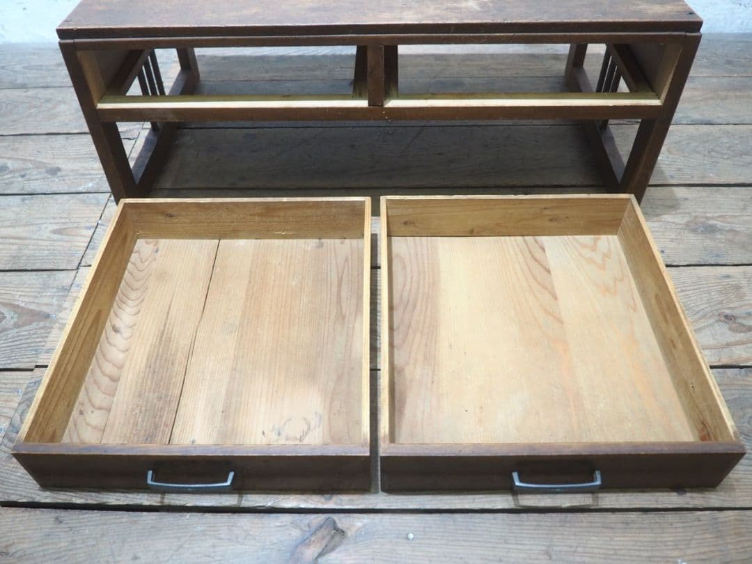 1257　アンティーク　文机　ローテーブル　収納ケース　陳列台　レトロ　古家具