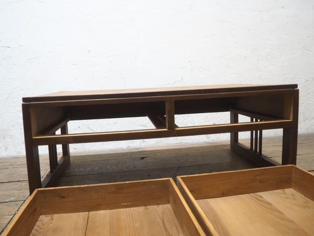 1257　アンティーク　文机　ローテーブル　収納ケース　陳列台　レトロ　古家具