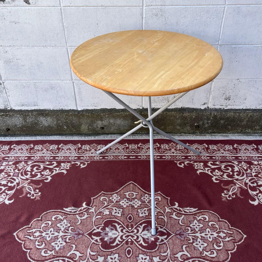 木製天板×スチール脚◾️折りたたみテーブル 丸テーブル コーヒーテーブル