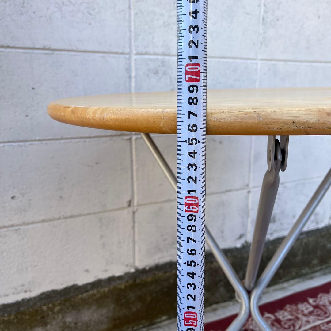 木製天板×スチール脚◾️折りたたみテーブル 丸テーブル コーヒーテーブル