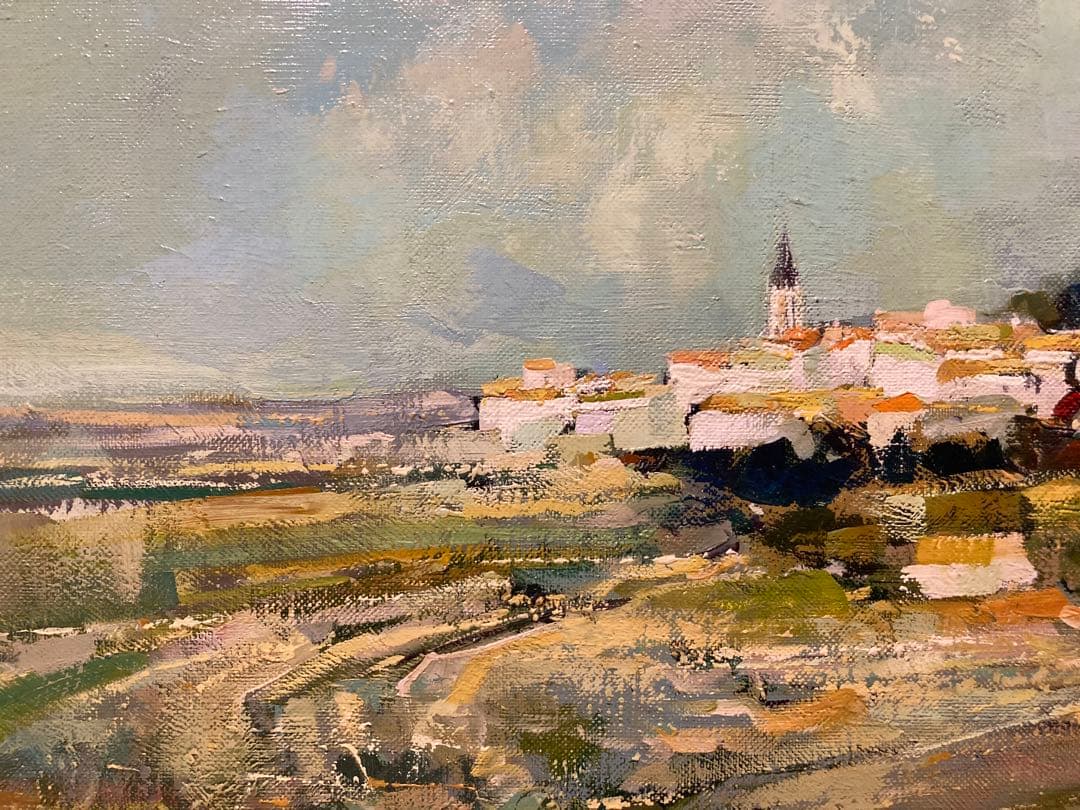 油彩 【ジャック・ソコル（J・Sokol）】仏人画家「Vendéeの村」F10号