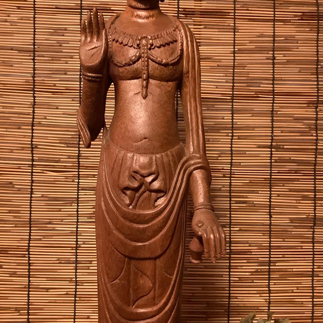 大正期「白鳳文化・夢違観音菩薩立像」法隆寺国宝写仏・平城京・天平文化・木彫・銘刻