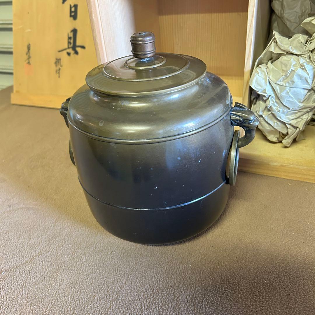 CL8★皆具★ 茶道具 皆具一式 箱付 唐銅 時代物 骨董品