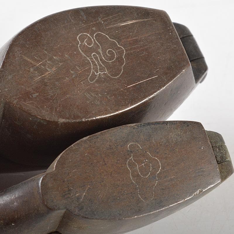 時代提げ物　書道具　古銅　銀象嵌　矢立　5点まとめて　V　R5682