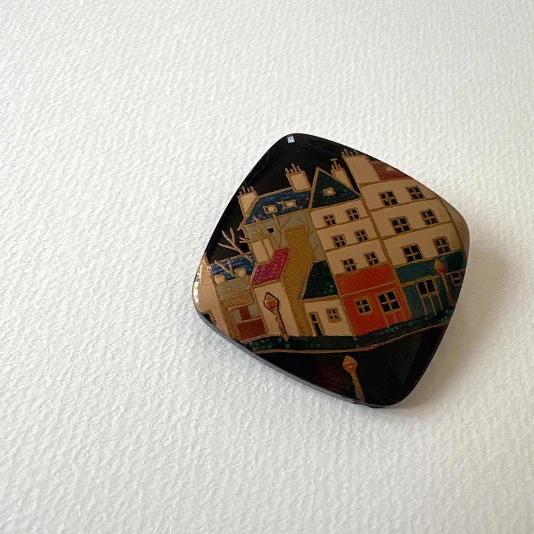 本鼈甲　螺鈿蒔絵　川光作　ブローチ& トップ　 vintage 螺鈿工芸　伝統