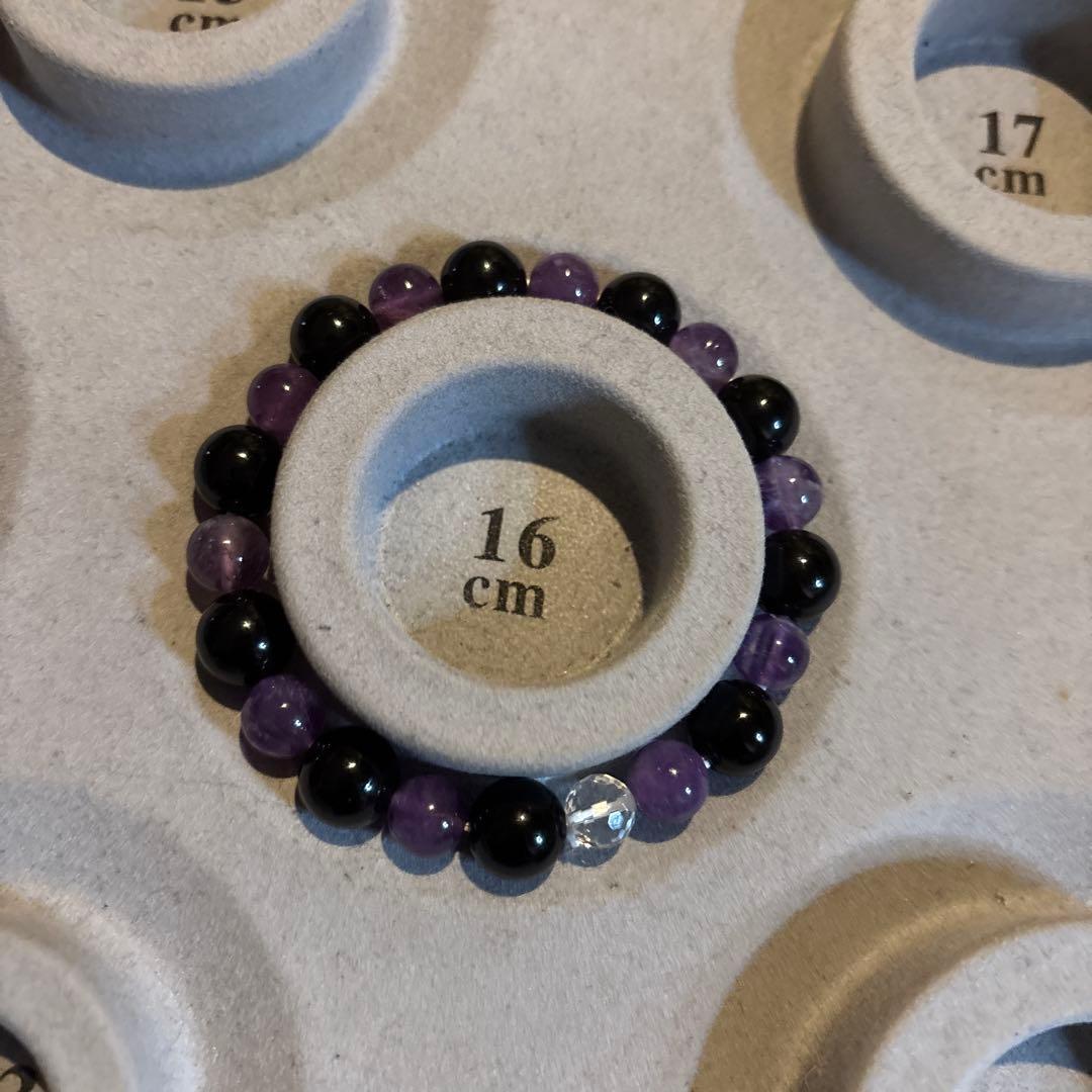 モリオンとアメジストとアクアオーラ水晶たんのブレスレット！