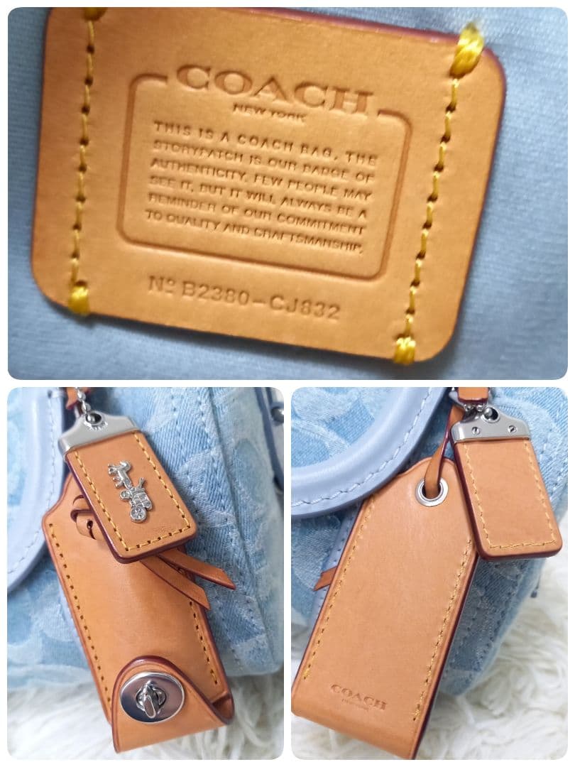 ●美品●　COACH　CJ832　ルビー　サッチェル18　デニム　2wayバッグ