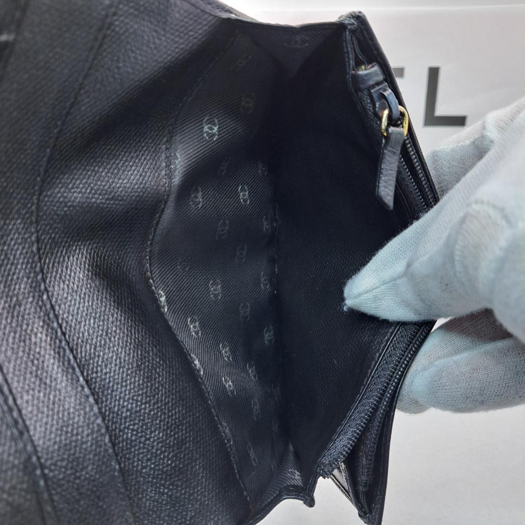 CHANEL　ココボタン　ブラック　 二つ折り財布　財布　長財布