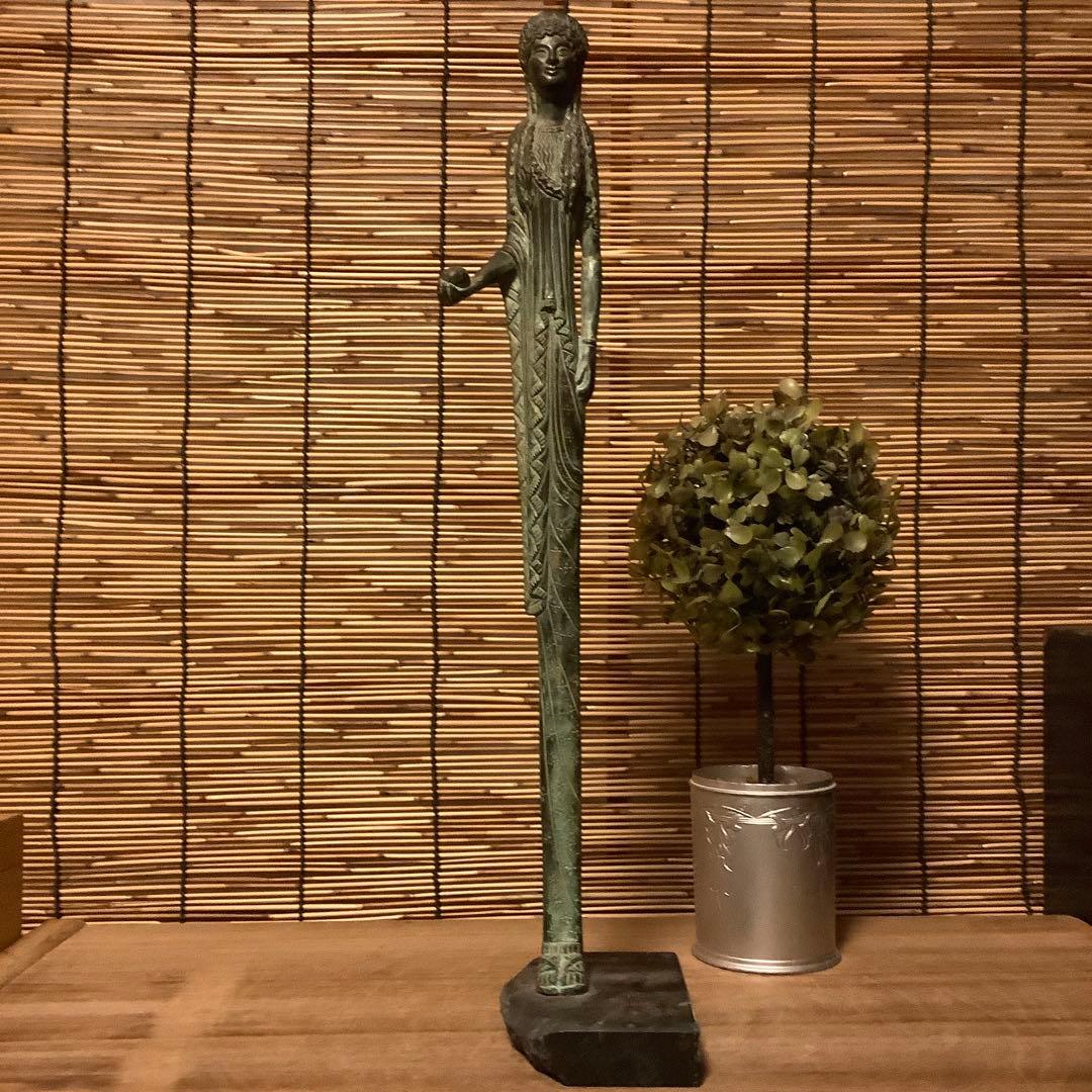 古代ギリシャ神話「女神像」収集家現地入手・青銅・代理石台座