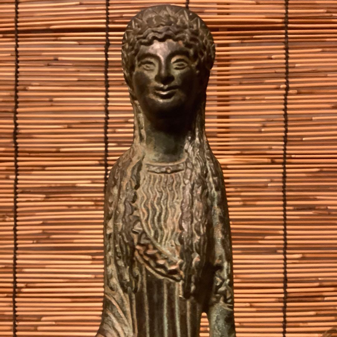 古代ギリシャ神話「女神像」収集家現地入手・青銅・代理石台座
