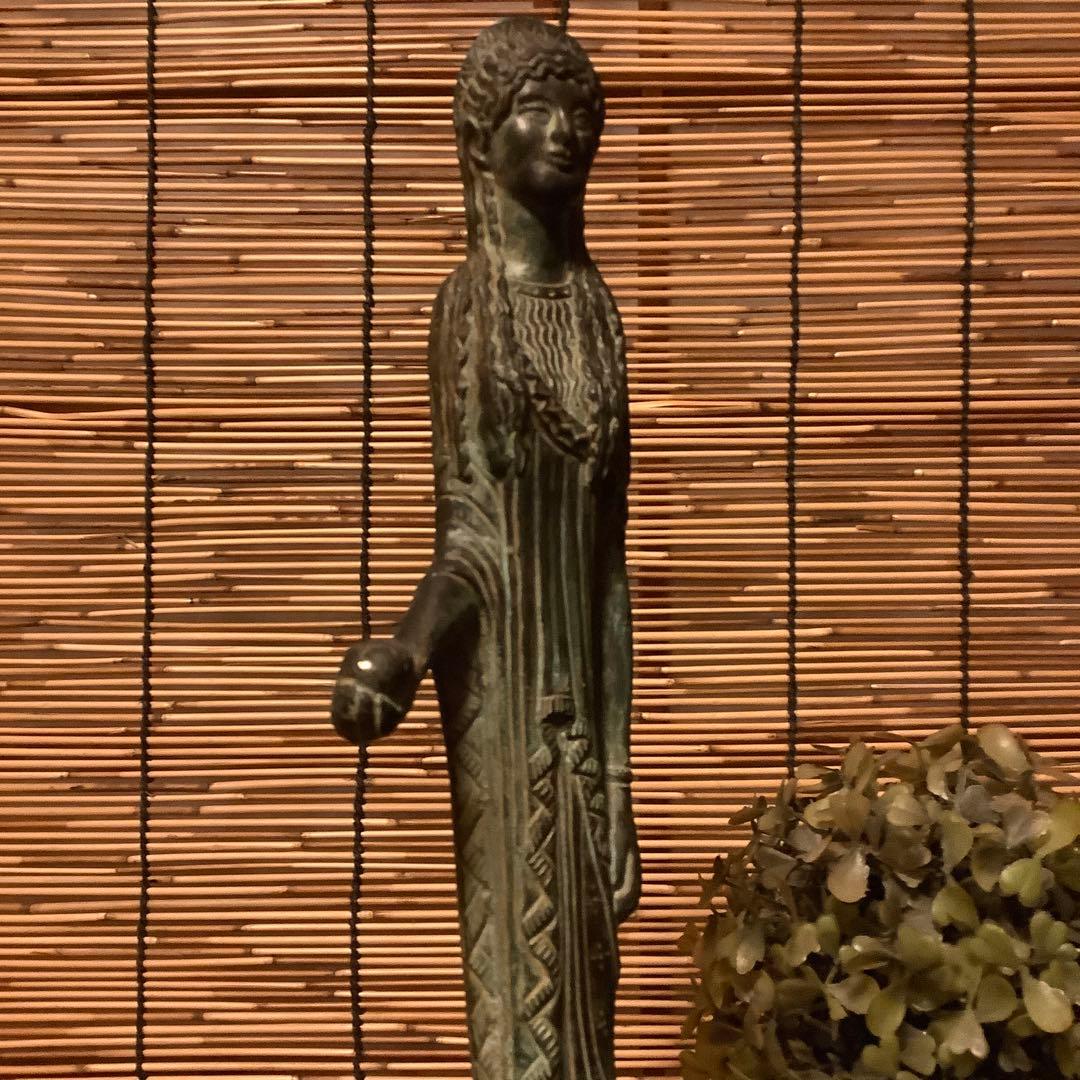 古代ギリシャ神話「女神像」収集家現地入手・青銅・代理石台座