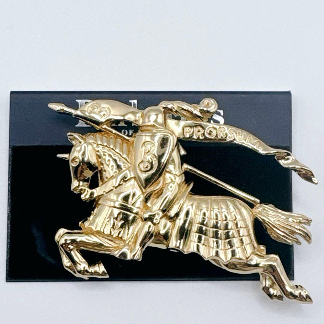 希少✨バーバリー ブローチ ゴールド ホースマーク 金 ピン ロゴ プローサム