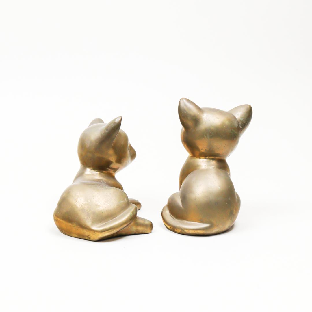 真鍮製 Brass 仔猫 2体 置物