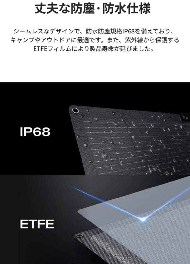 ECOFLOW 160W片面ソーラーパネル Gen2 高出力ソーラーチャージャー