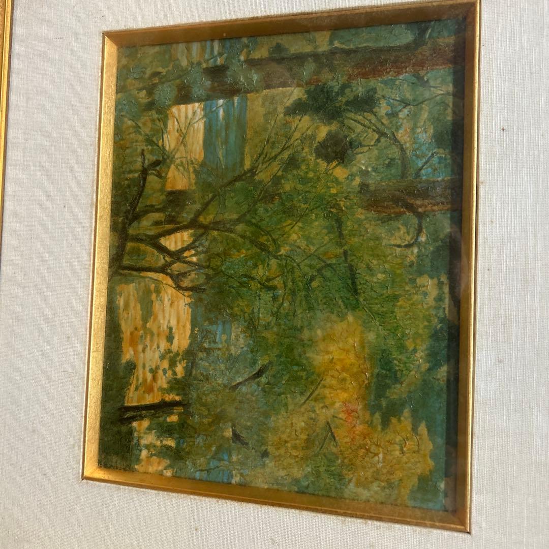 日本画 風景画 茶色と金色のフレーム　寺内萬次郎作家