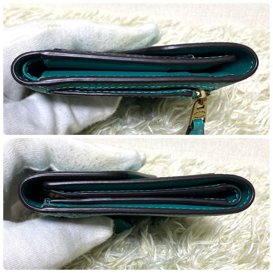 美品✨ COACH コーチ 二つ折り財布 ミニトライフォールド ウィロウ
