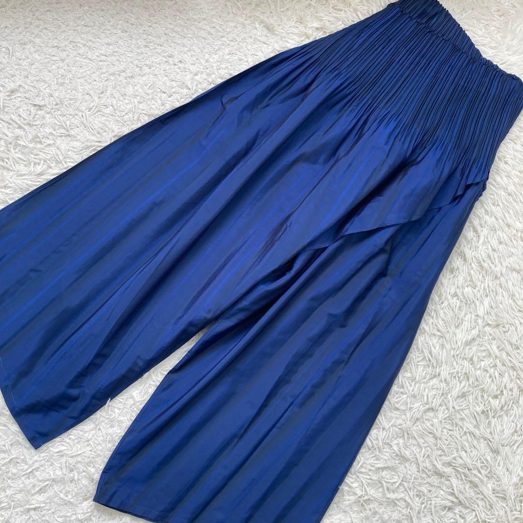 ISSEY MIYAKE サルエルパンツ ブルー 2 上品 プリーツ オシャレ