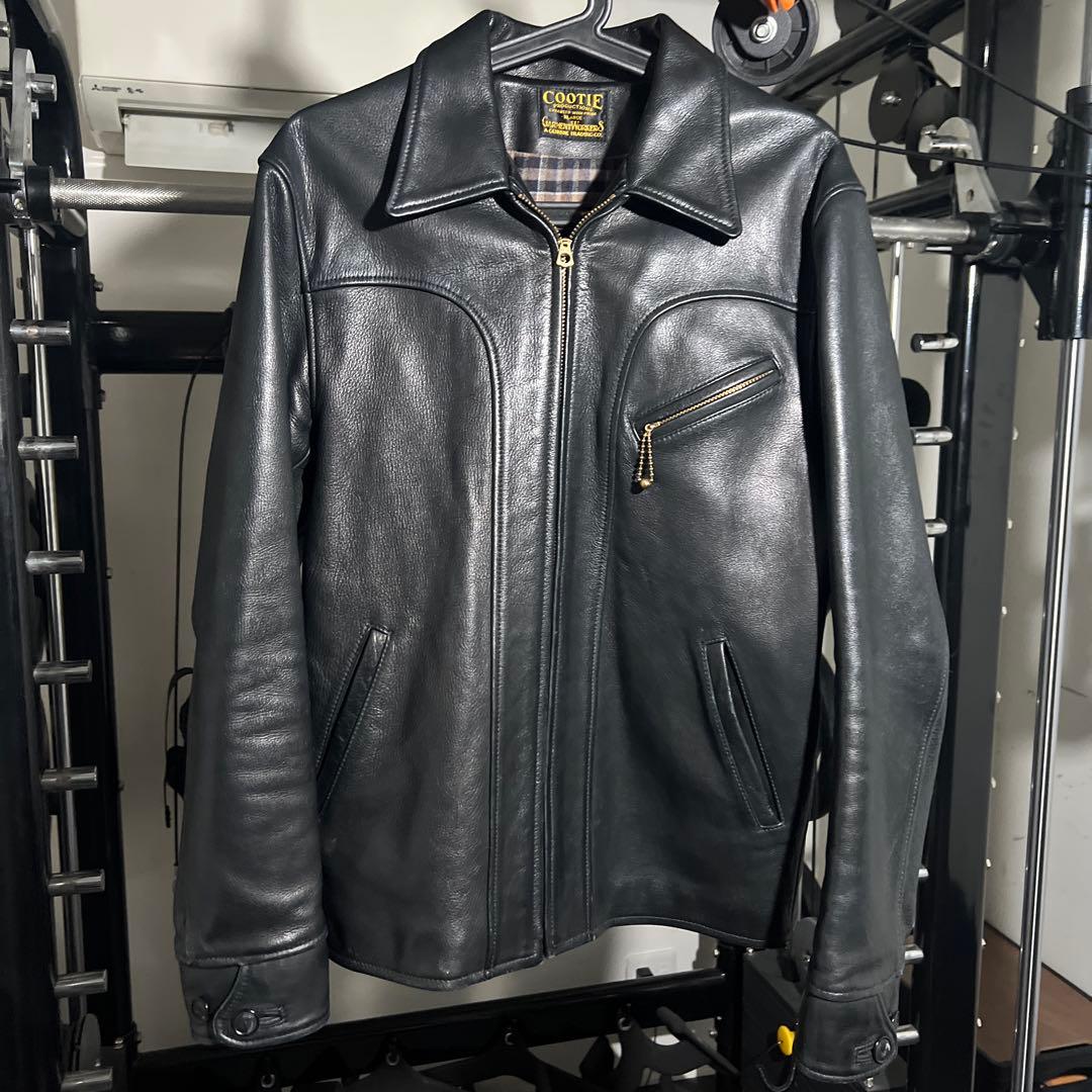Cootie ブラックレザーシングルライダースジャケット