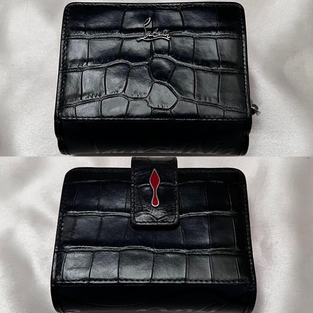 ◇箱・袋付きレア極美品◇ルブタン　パロマ　折り財布　クロコ型押し×ラバーソール