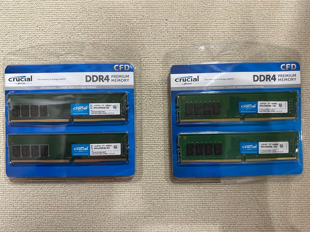 crucial DDR4 8GB 16GB メモリ4枚セット