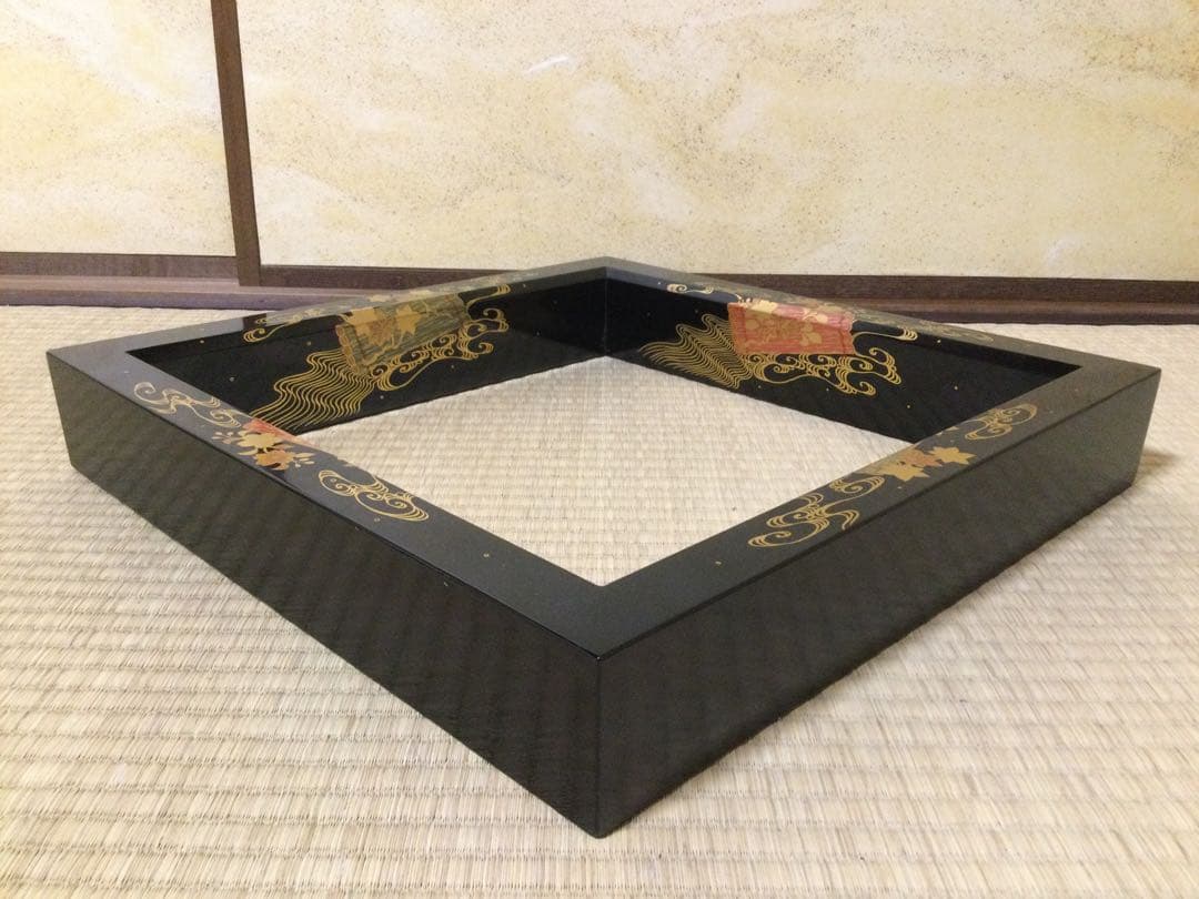 花筏蒔絵炉縁 北浜宗真作 炉道具 茶道具 供箱付 L204