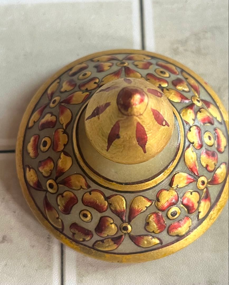 定価25,000円 手描き 象細密図 大理石 小物入 金彩仕上げ マハラジャ様式