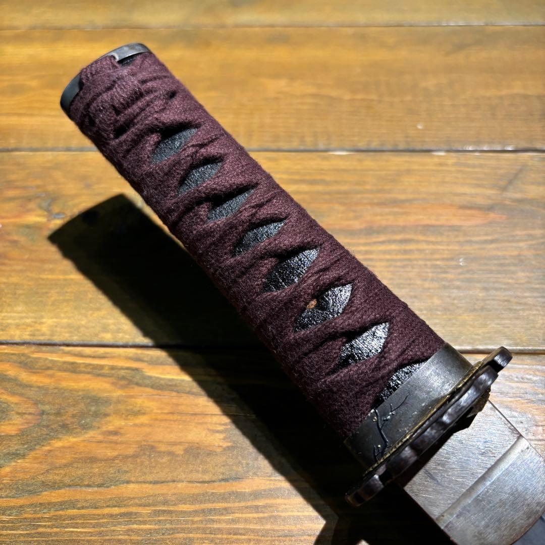 日本刀残欠クラフトナイフNo.64 最上大業物 長曽祢虎徹興里 茶黒拵