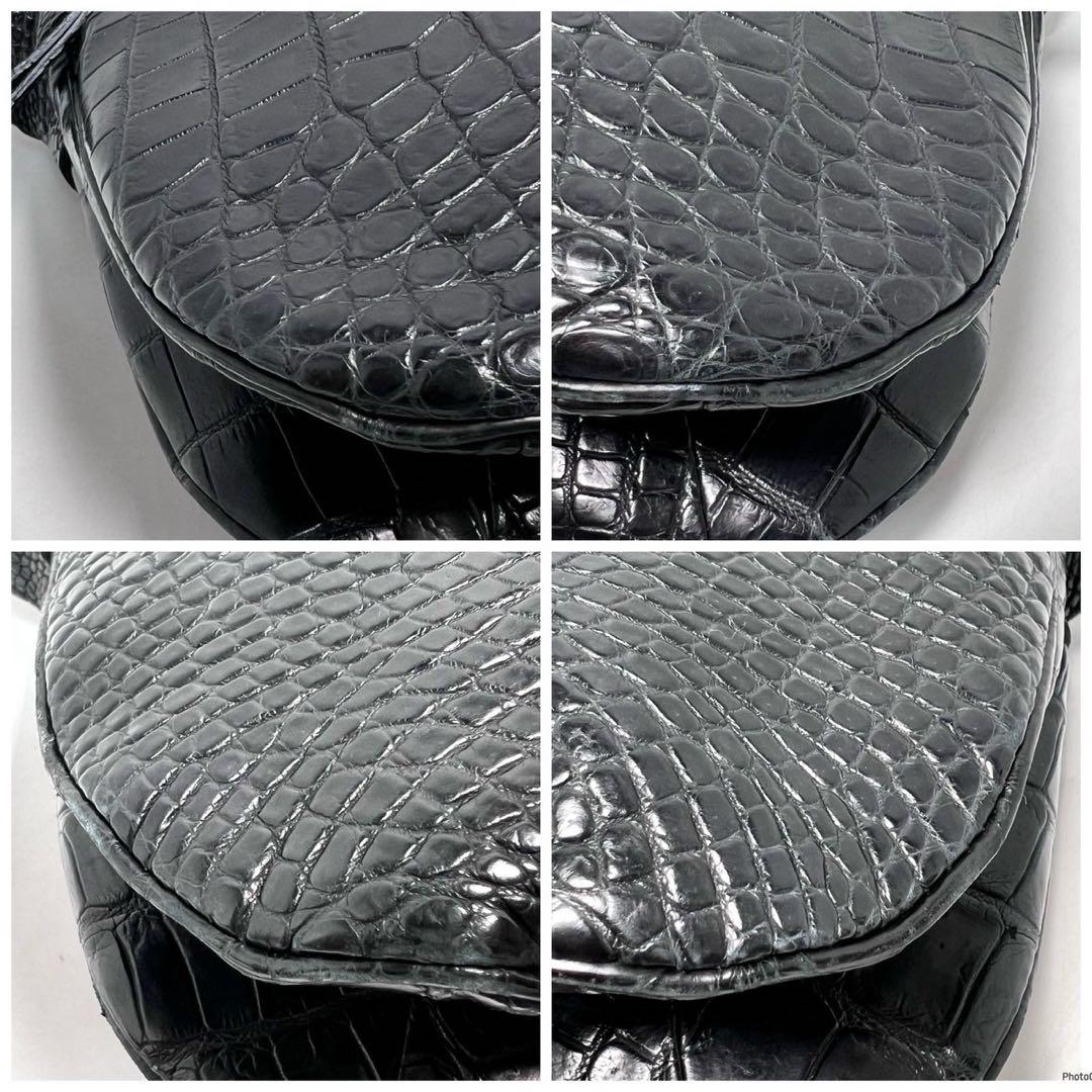 【美品】JRA認定品 日本製/クロコダイルレザー/マットクロコ/ショルダーバッグ