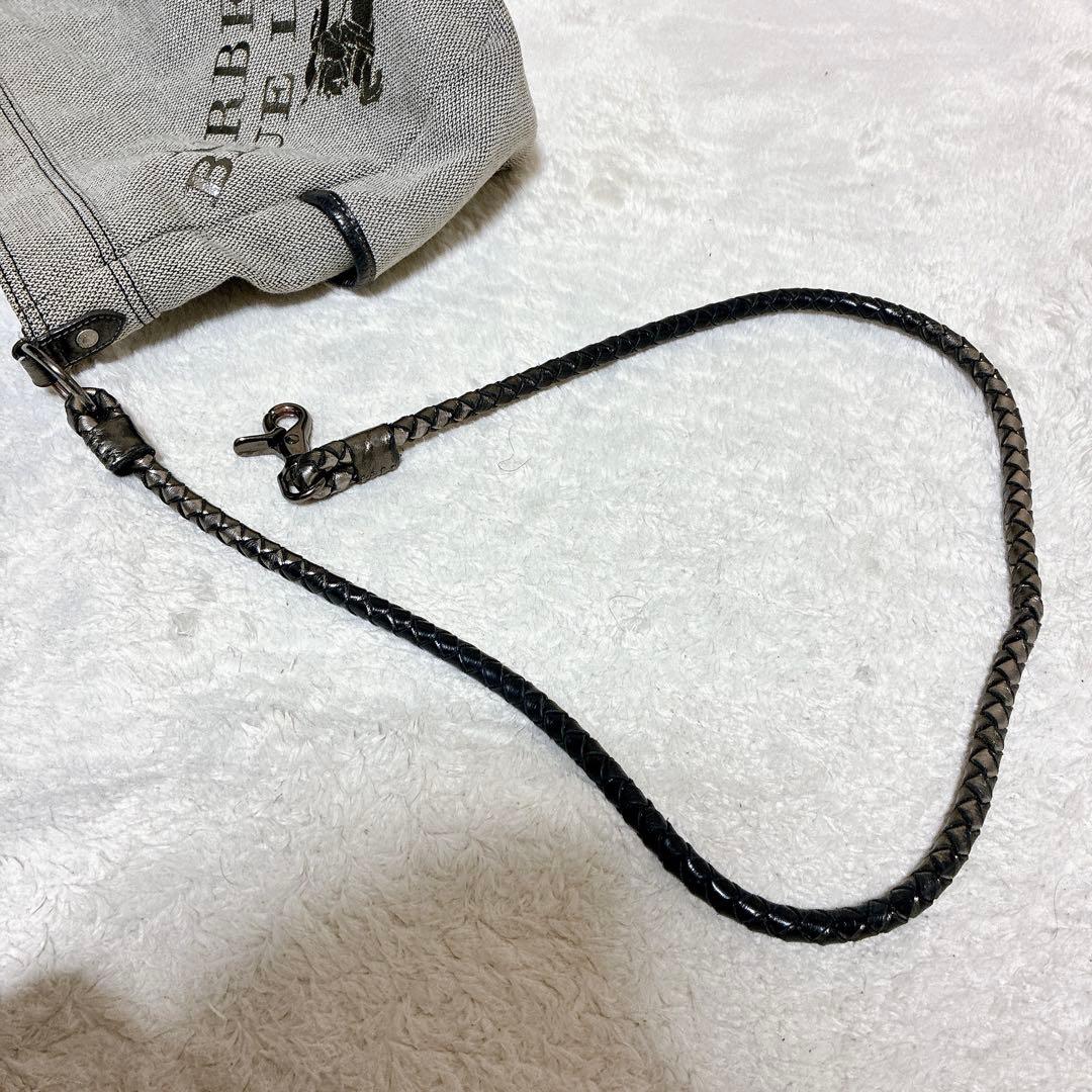 良品　バーバリーブルーレーベル ホースロゴ ショルダーバッグ 編み込み